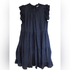 Jodifl Dress Boutique Womens Sz Large  Navy Tiered Mini Ruffled NWOT Boho Casual
